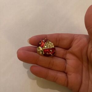 Vintage lady bug brooch / pin. Yellow/ gold colored
